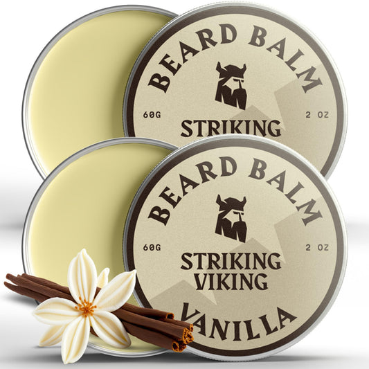 Striking Viking- Bálsamo para barba para hombres - Acondicionador sin enjuague para barba Bálsamo perfumado para peinar la barba Manteca suavizante para barba para hombres - Aceites de jojoba para bar