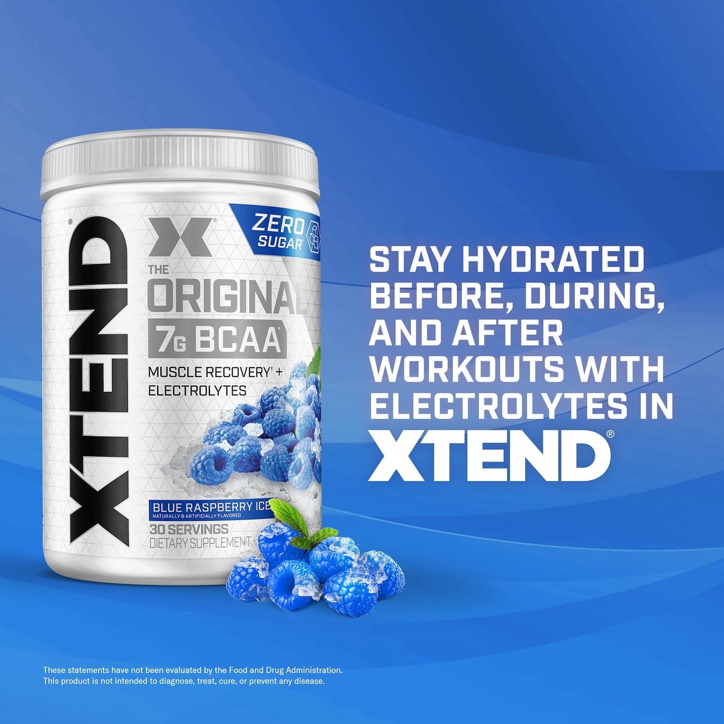 Suplemento Alimenticio XTEND Frambuesa Azul Original BCAA Aminoácidos 30 Servicios