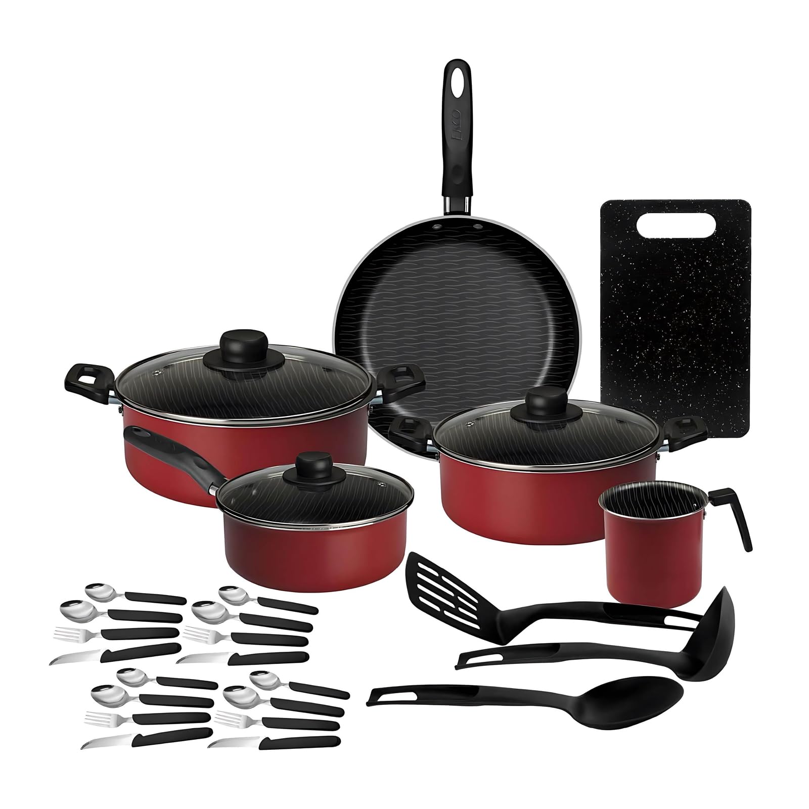 Bateria De Cocina 32 Piezas En Aluminio 902039-ROJO EKCO