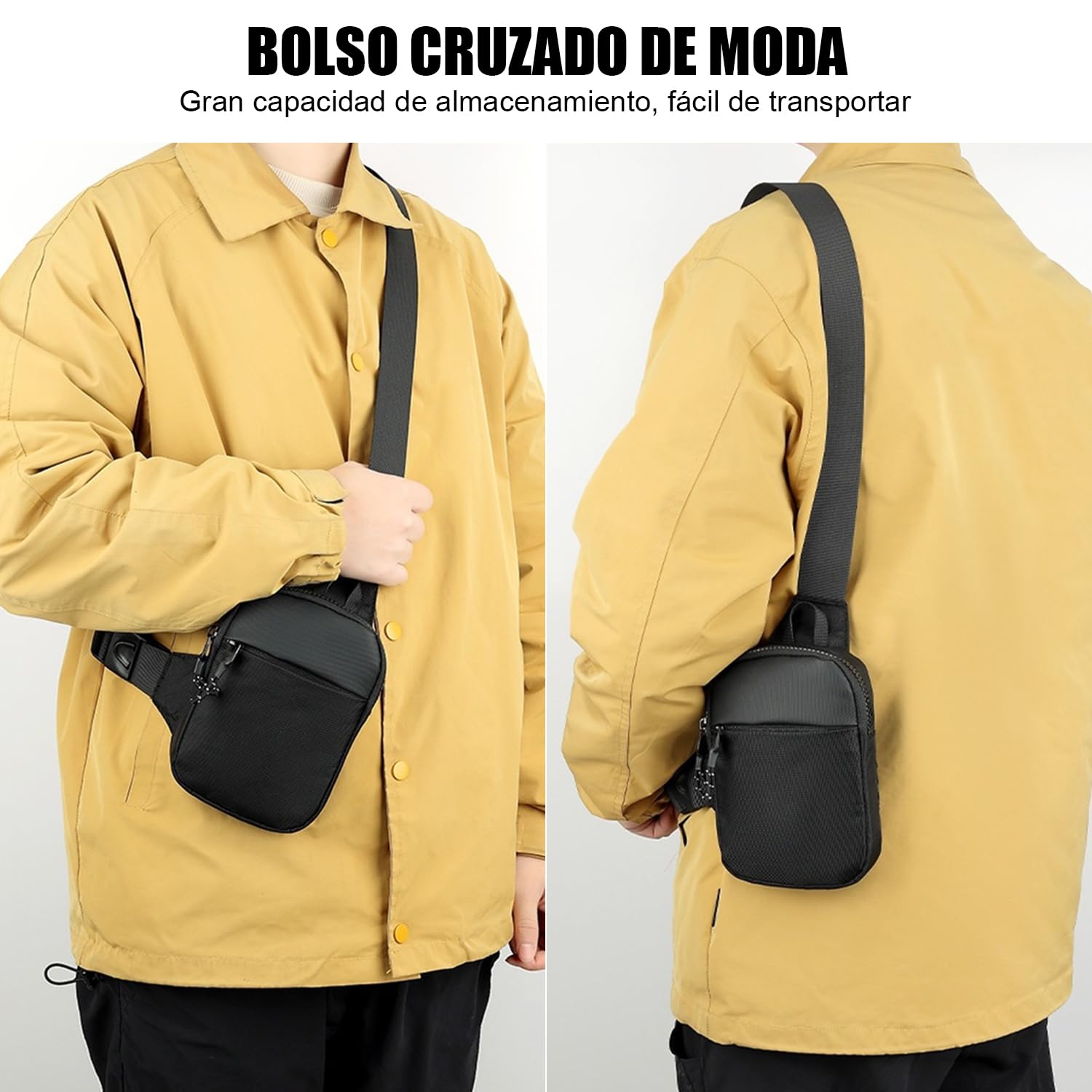 Mini Bolso Cruzado Impermeable y Ligero para Hombre Ideal para Viajes y Uso Diario