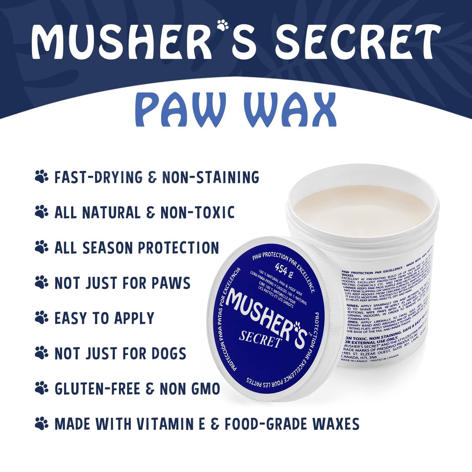 Musher's Secret Pet Paw Protection Wax, 1-Pound