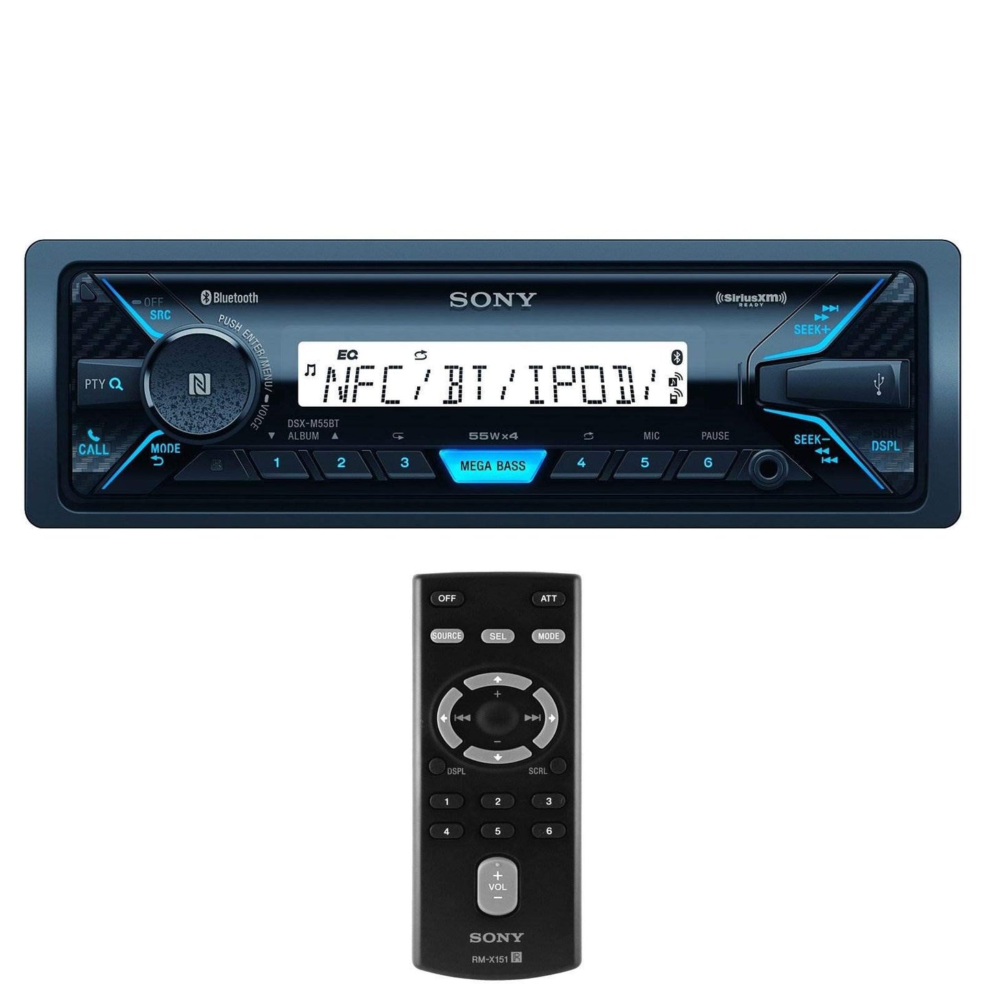 Sony DSXM55BT - Receptor estéreo Digital Marino con Bluetooth, Listo para SiriusXM, DIN único