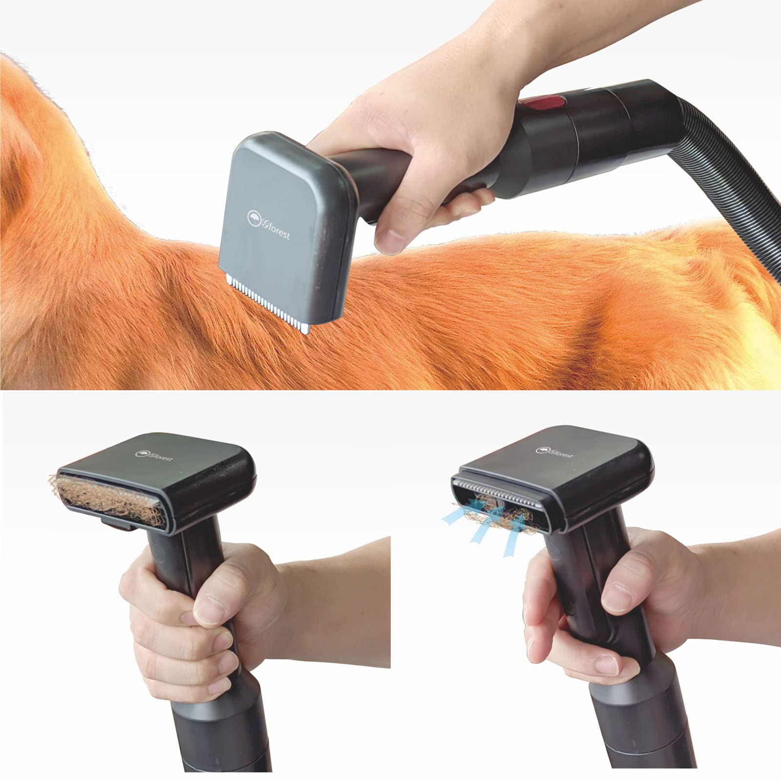 Gforest Cepillo de aseo al vacío para mascotas, herramienta de fijación de desprendimiento para perros y gatos