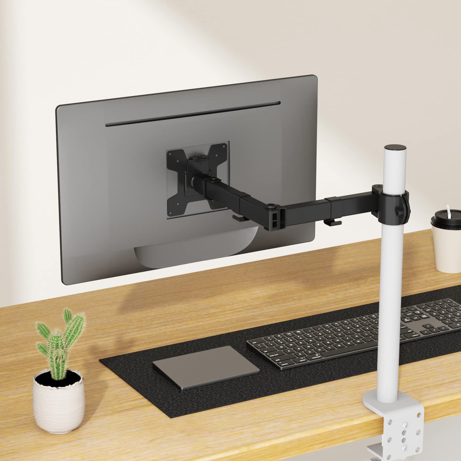 Brazo de Monitor Ajustable WALI Negro con Soporte VESA
