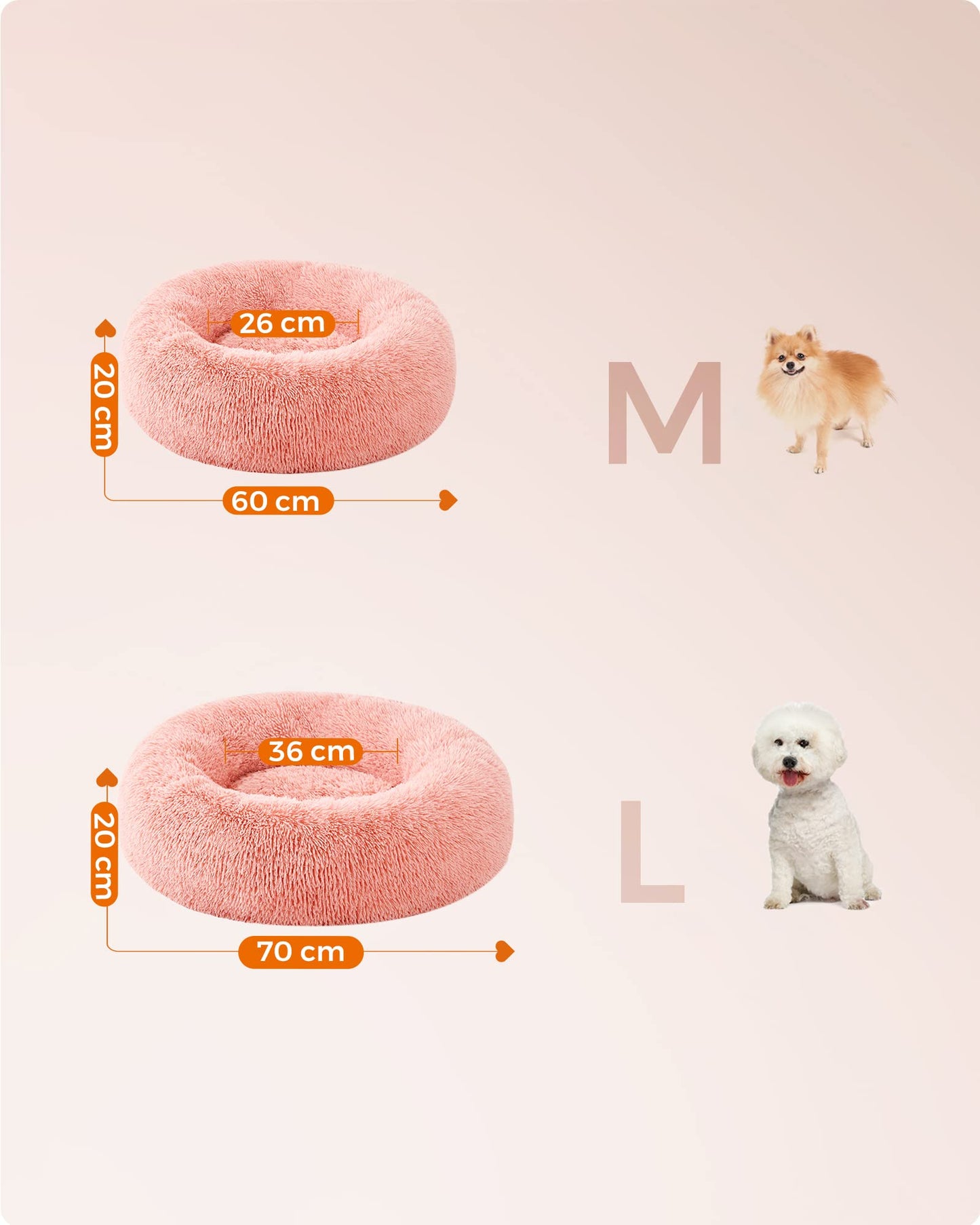 Cama de Perros Feandrea Rosa con Cojín Central Extraíble y Lavable