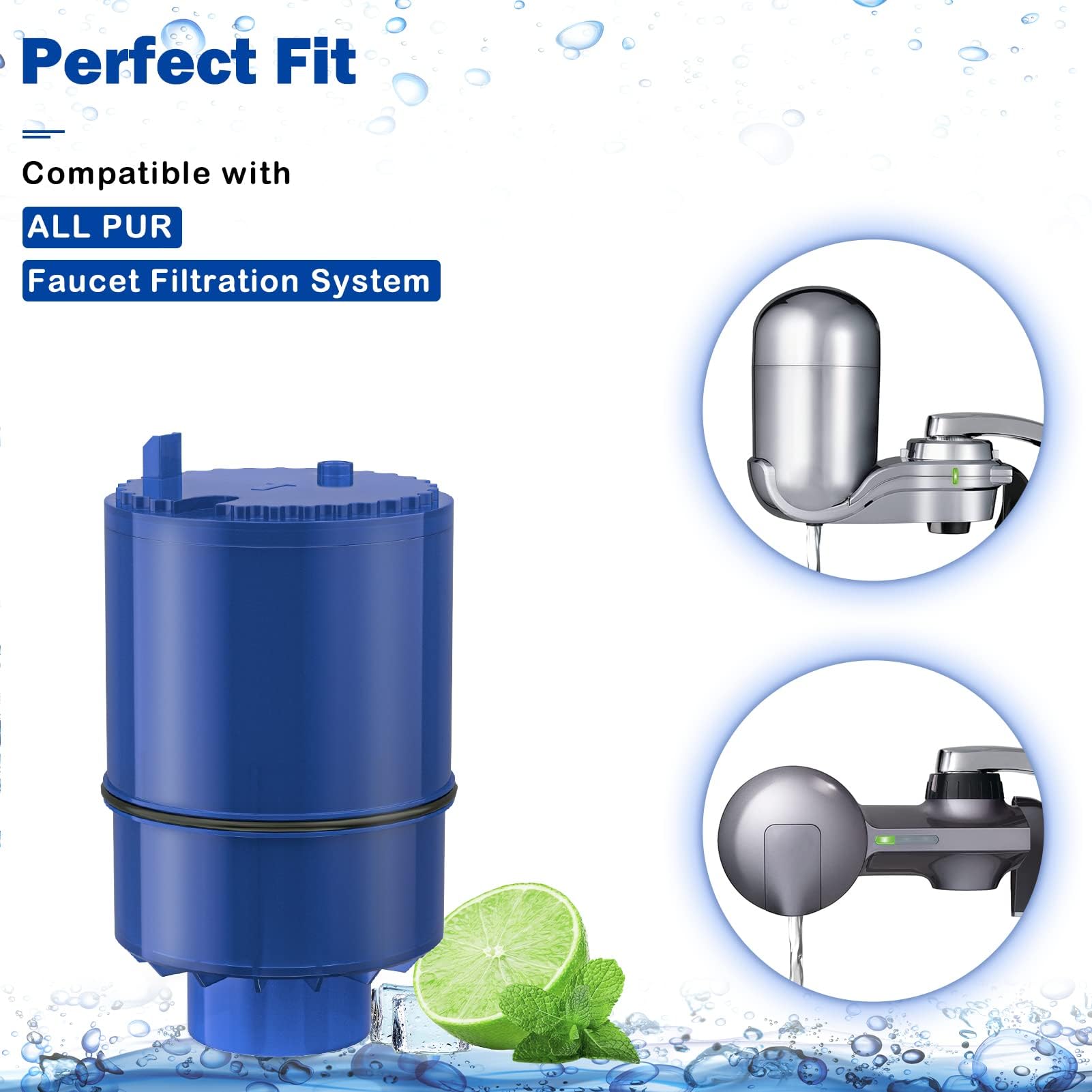 Fil-Fresh - Paquete de 6 filtros de agua de repuesto para pur, pur plus, sistema de filtración de agua, certificado NSF, reemplazo de filtro de agua de montaje de llave de núcleo mineral