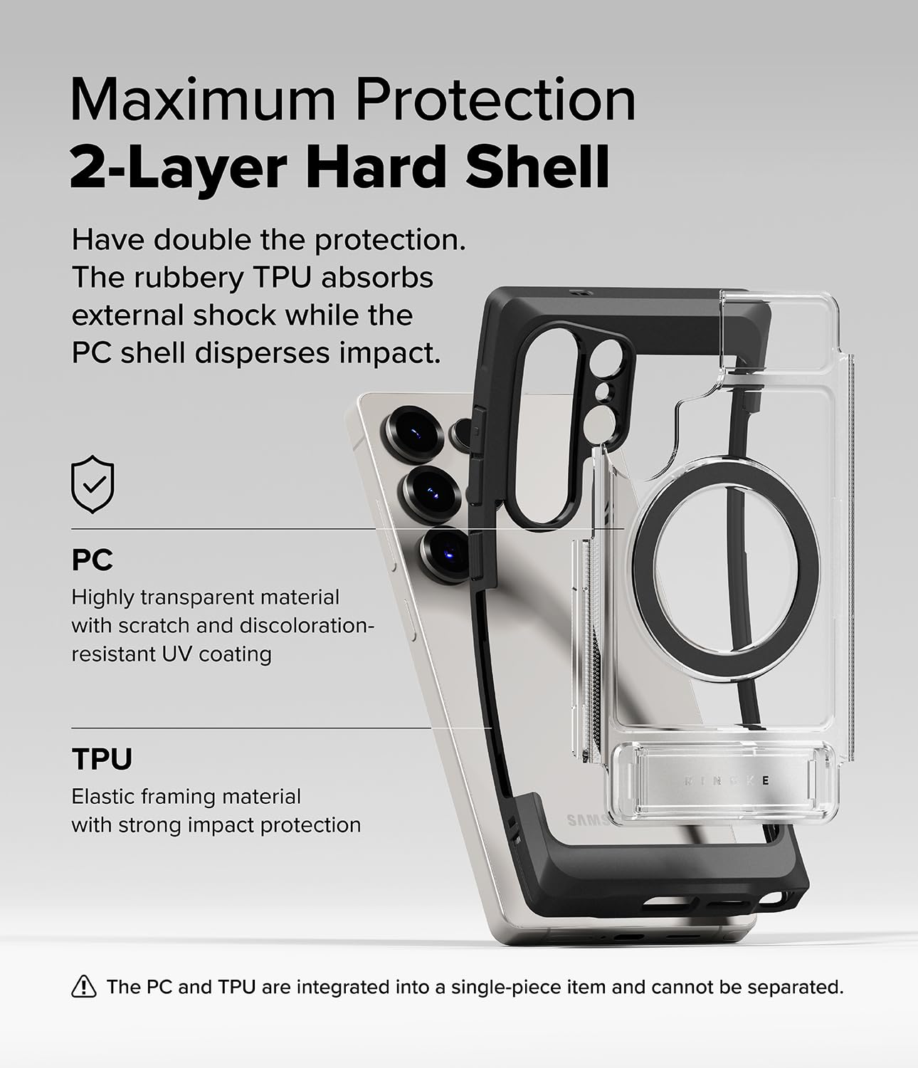 Funda Samsung Galaxy S25 Ultra Ringke UX Clear Magnética a Prueba de Golpes con Soporte Incorporado