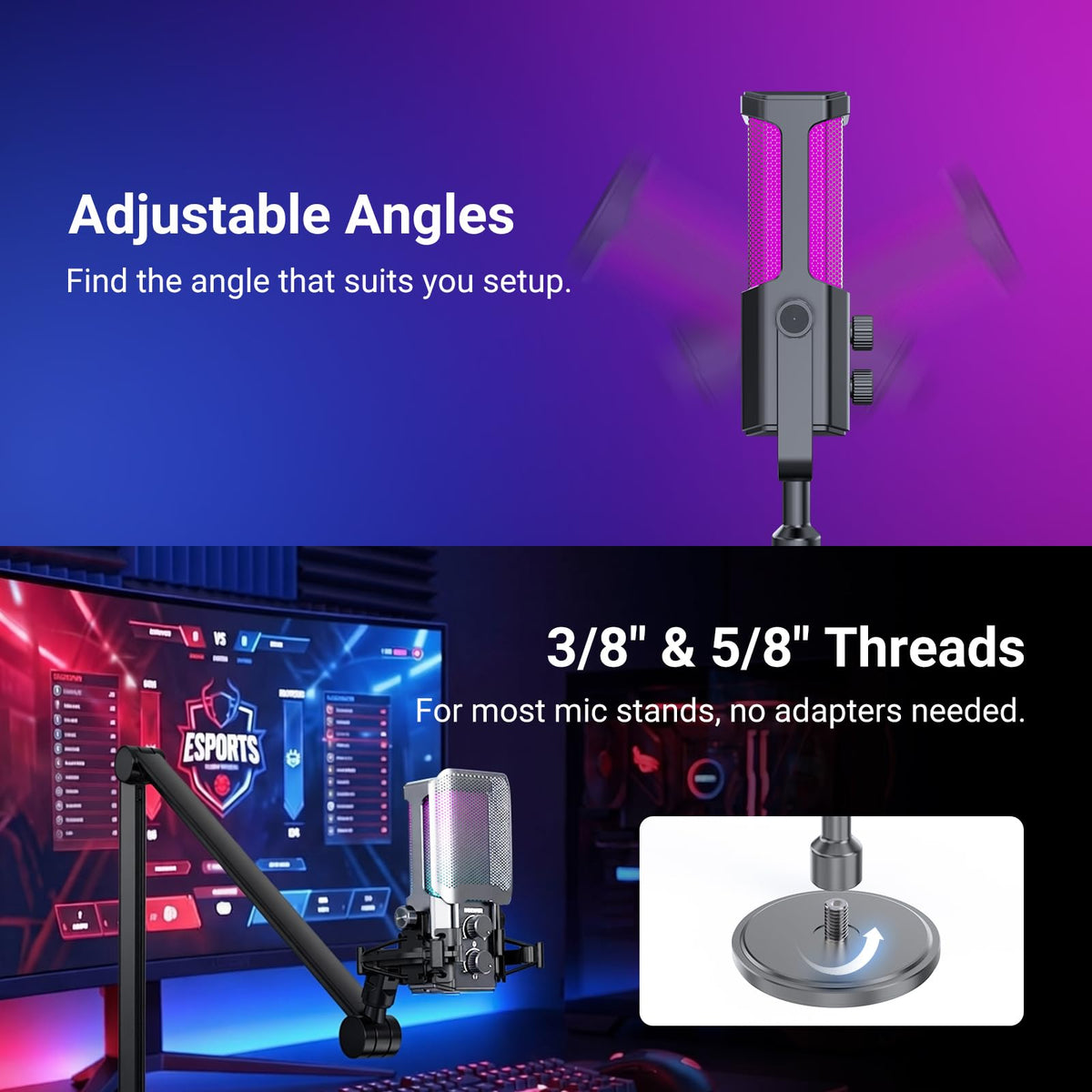 Micrófono USB RGB NEEWER UM01 Cancelación Ruido Gris para Podcasting