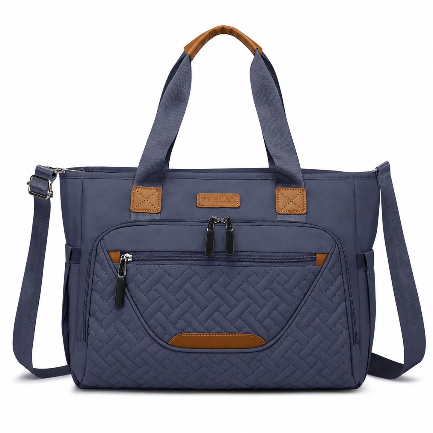 FHELAD - Bolsa de pañales cruzada 4 en 1 con compartimento para portátil de 16 pulgadas, color negro