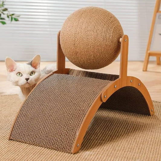 Rascador MIYIHA Beige Resistente a Arañazos con Pelota Giratoria para Gatos y Animales Pequeños