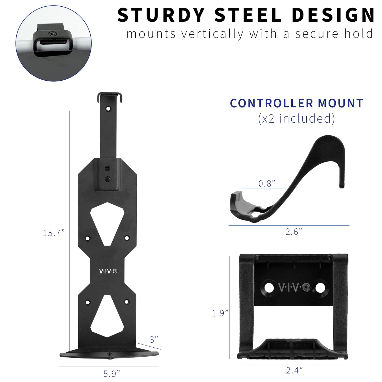 Soporte de Pared de Acero Vivo Negro diseño Abierto para Consola de Juegos PS5