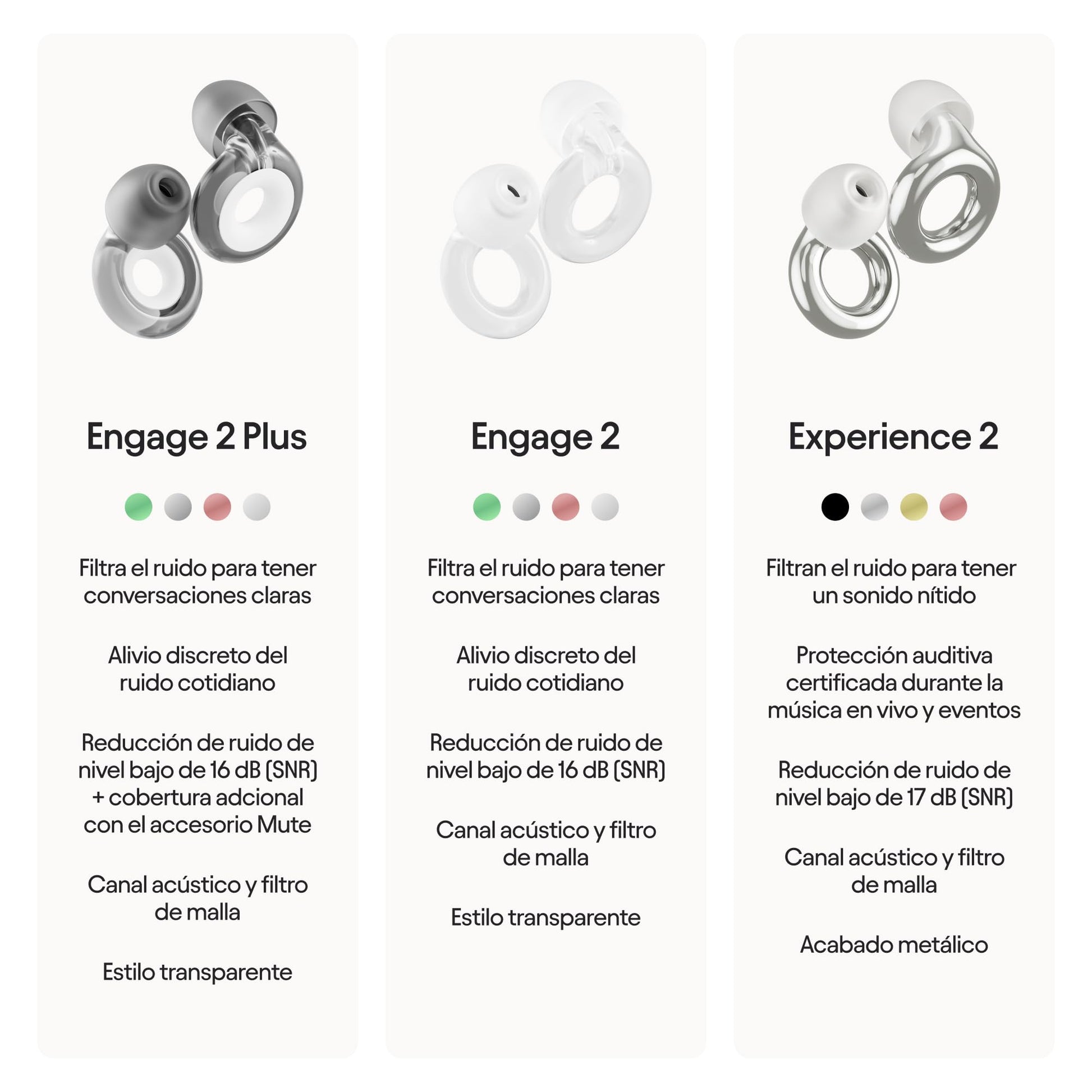 Loop Engage 2 Plus Tapones auditivos – Reducción del ruido cotidiano con voces claras para reuniones sociales, trabajo, conversaciones y para la sensibilidad al ruido – SNR16 dB + accesorio Mute