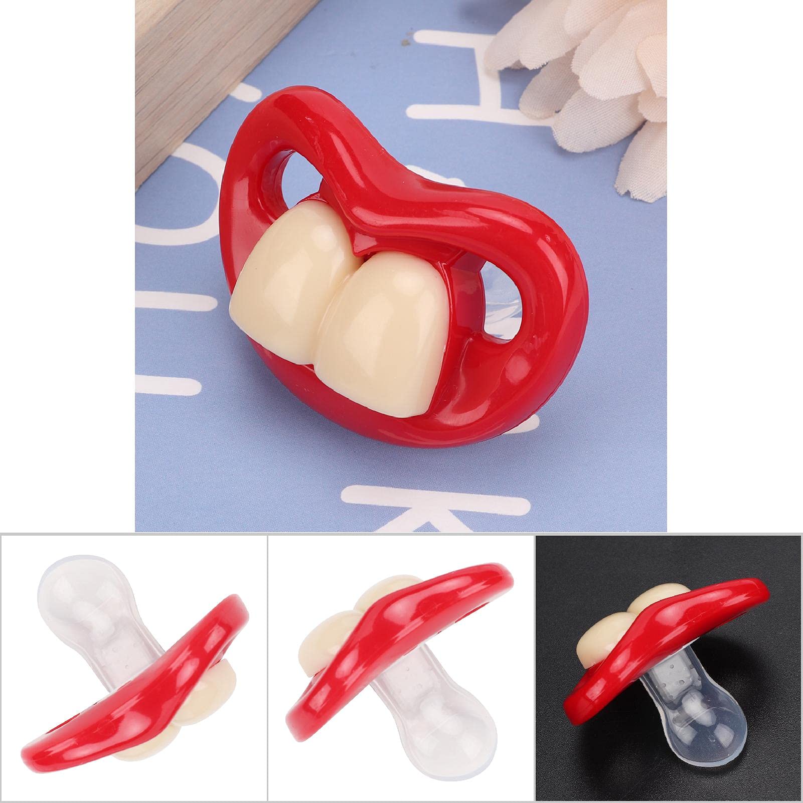 Alomejor Chupete de Bebé, Chupete Divertido Lindo Chupete Chupete Anti de Silicona Chupete de una Pieza para Bebés(4 Dos Dientes)