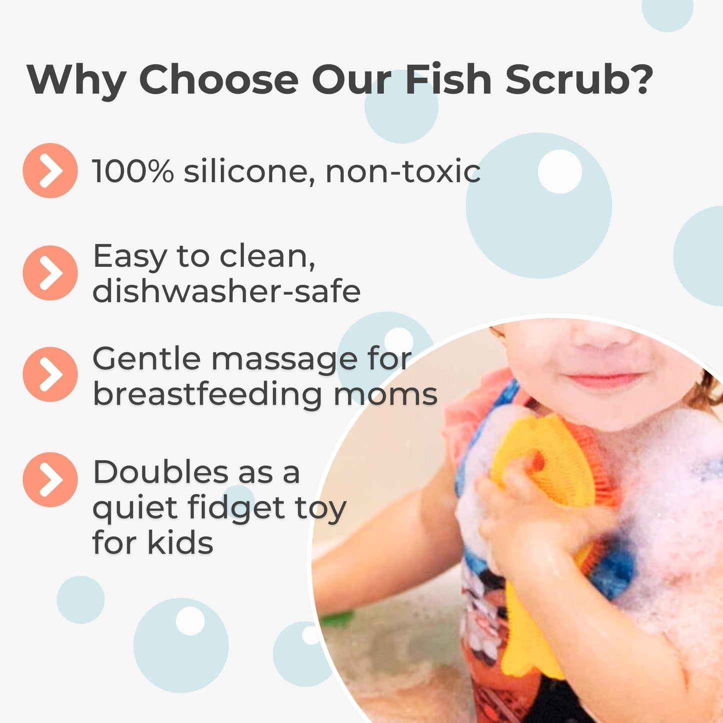 Innobaby Bathin' Smart Silicone Fish Antimicrobial Bath Scrub, Aqua/Periwinkle
