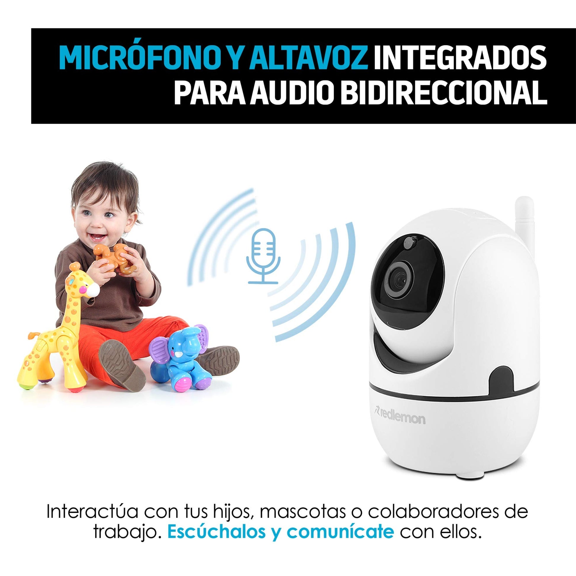 Cámara de Seguridad WiFi HD Redlemon 360° con Visión Nocturna y Detección de Movimiento para Bebé