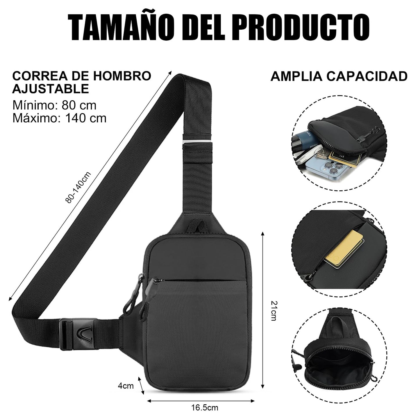 Mini Bolso Cruzado Impermeable y Ligero para Hombre Ideal para Viajes y Uso Diario