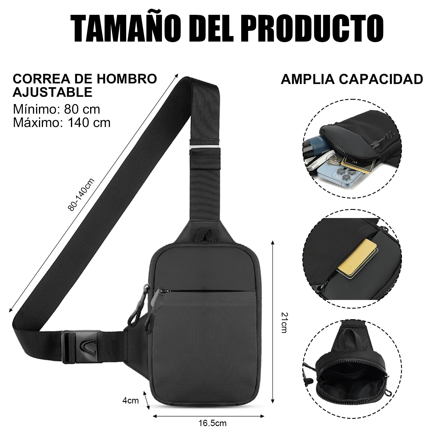 Mini Bolso Cruzado Impermeable y Ligero para Hombre Ideal para Viajes y Uso Diario