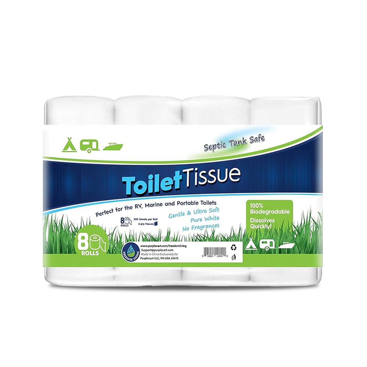 Papel Higiénico Freedom Living Blanco Biodegradable para RV, Camping y Marina