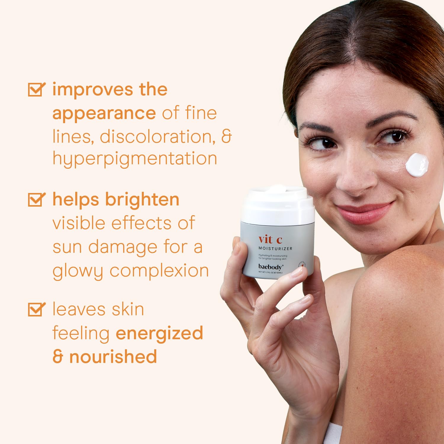 Vitamin C Moisturizer Cream for Face and Eye Area - With Vitamin C, Jojoba Oil, Vitamin E. Fights the Appearance of Wrinkles, Fine Lines, and Age Spots. Best Day and Night Cream 1.7 Fl. Oz.