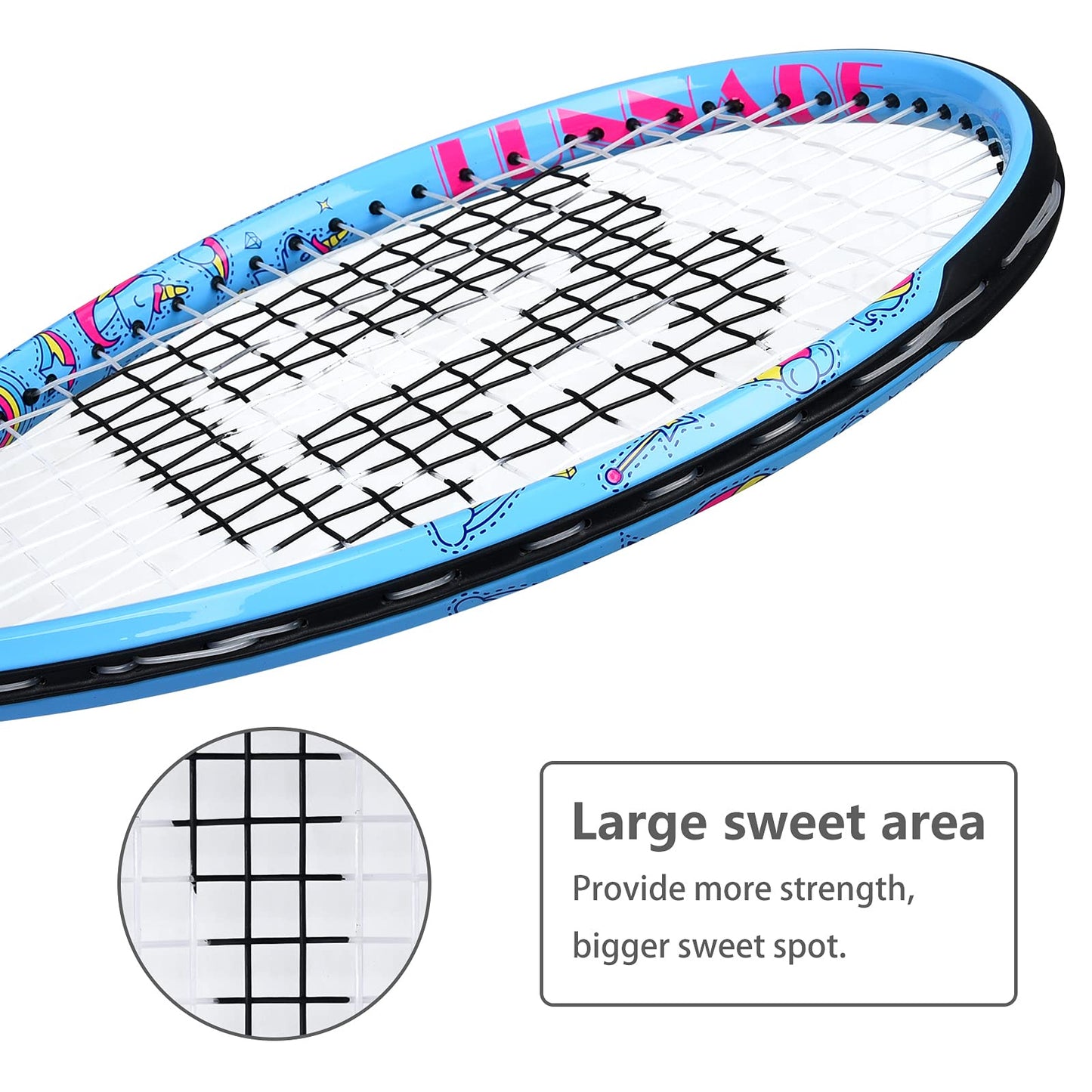 Raqueta de Tenis LUNNADE Infantil Multicolor con Cubierta para Niños y Niñas Principiantes