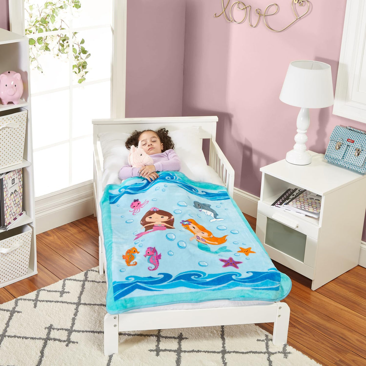 Everyday Kids - Manta para niños pequeños, de 30 x 40 pulgadas, diseño de sirenas submarinas, súper suave, afelpada, cálida y cómoda