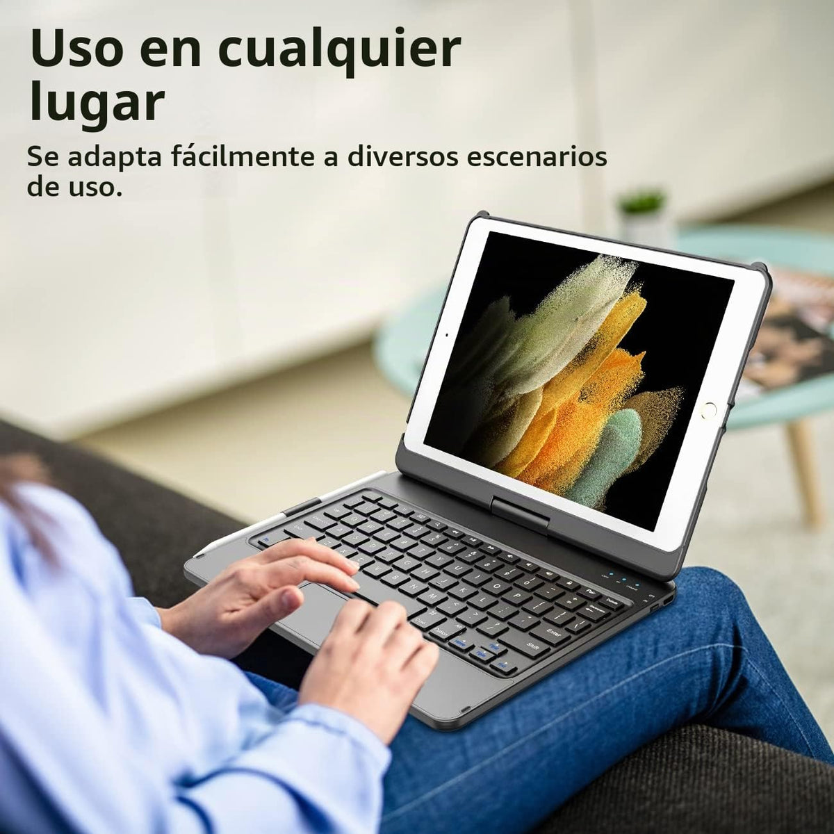 Funda con Teclado para iPad ZtotopCase Negro Giratoria 360° con Soporte para Lápiz