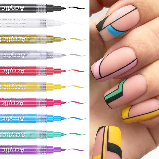 BSOON Bolígrafos en Nail Art Pens de uñas para arte en uñas - 10 colores, fácil uso