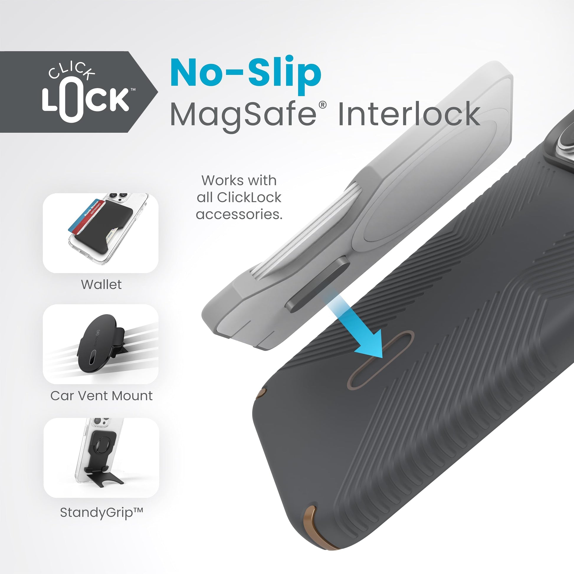 Funda iPhone 15 Pro MAX Speck Charcoal Grey Cool Bronze Magsafe Clicklock