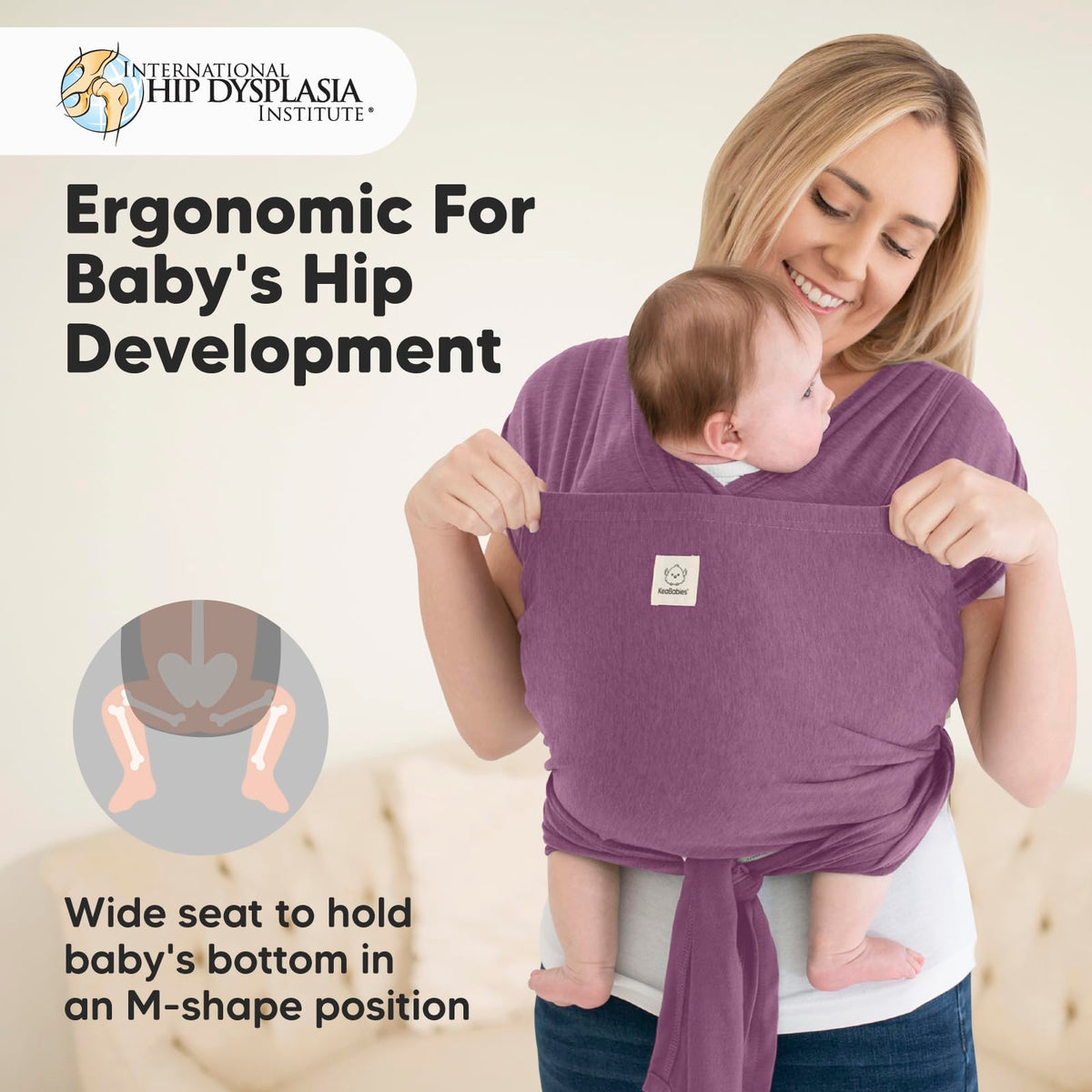 KeaBabies Portabebés D-Lite - Envoltura para bebé, fácil de llevar, ajustable, portabebés recién nacido a niño, portabebés portabebés para bebé, portabebés (malva oscuro)