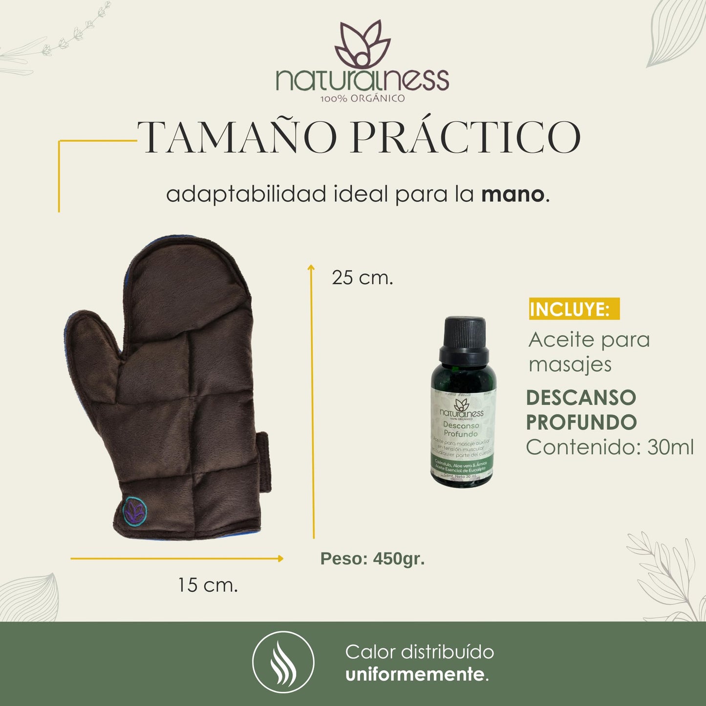 Paquete Compresa de Semillas para Mano y Aceite para Masaje 30 ml