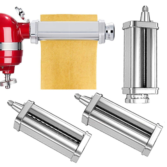 KitchenWin Pasta Maker Attachment Set for Any KitchenAid Stand Mixer, including Pasta Sheet Roller, Spaghetti Cutter, Fettuccine Cutter Accessories and Cleaning Brush
