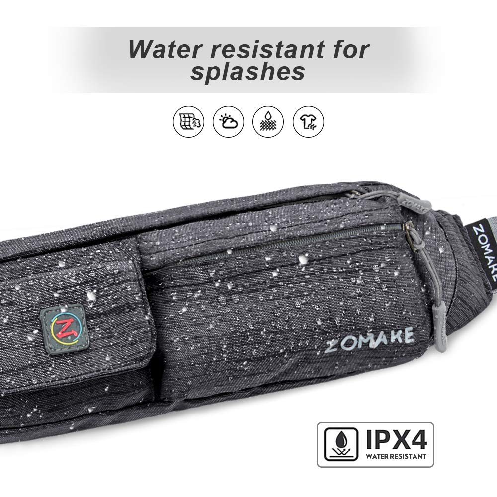 Riñonera ZOMAKE Gris Resistente al Agua con Correa Ajustable para Mujer y Hombre