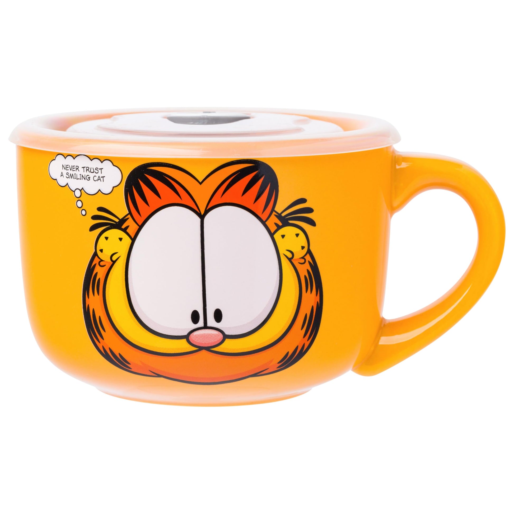 Taza de Sopa Silver Buffalo Garfield Ventilada Blanca con Tapa de Cerámica
