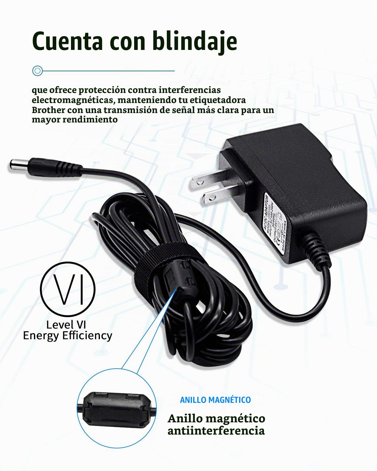 Adaptador de Corriente 9V1.5A Negro Alta Eficiencia