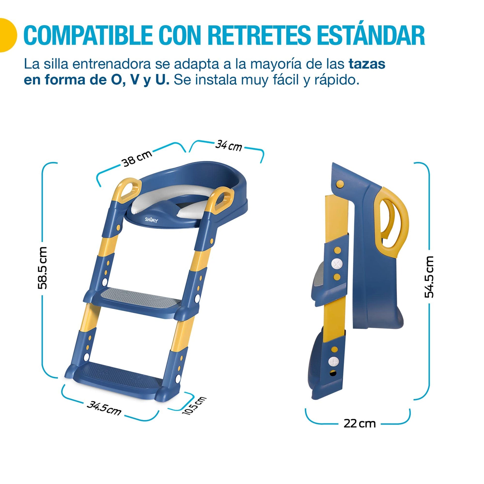 Asiento de Entrenamiento SHIMY Azul con Escalera Antideslizante para Niños