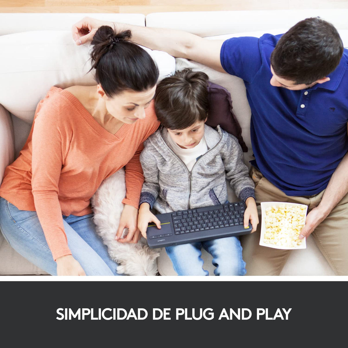 Teclado Inalámbrico Logitech K400 Plus Negro con Touchpad Integrado para TV y PC