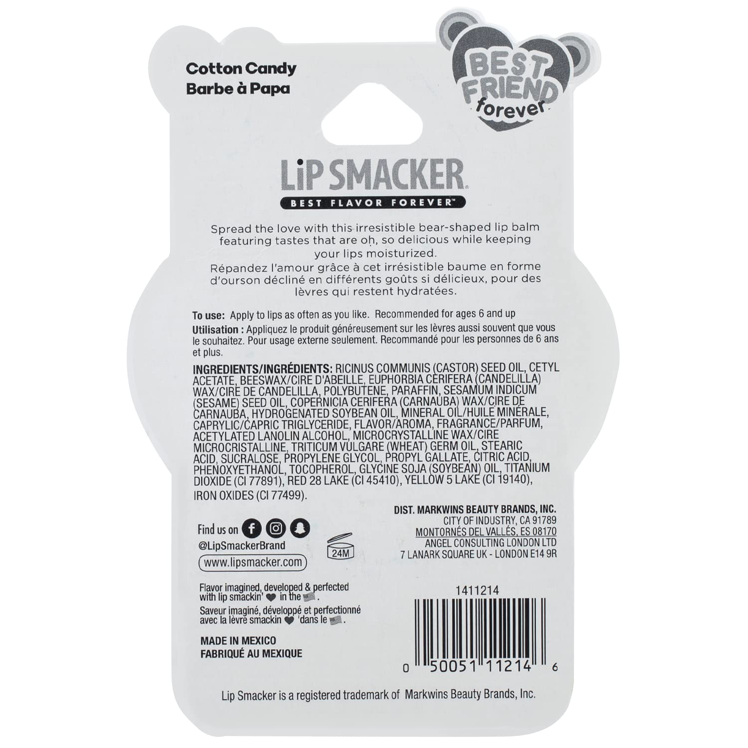 Lip Smacker BFF Sugar Bear Lip Balm- Pink Cotton Candy