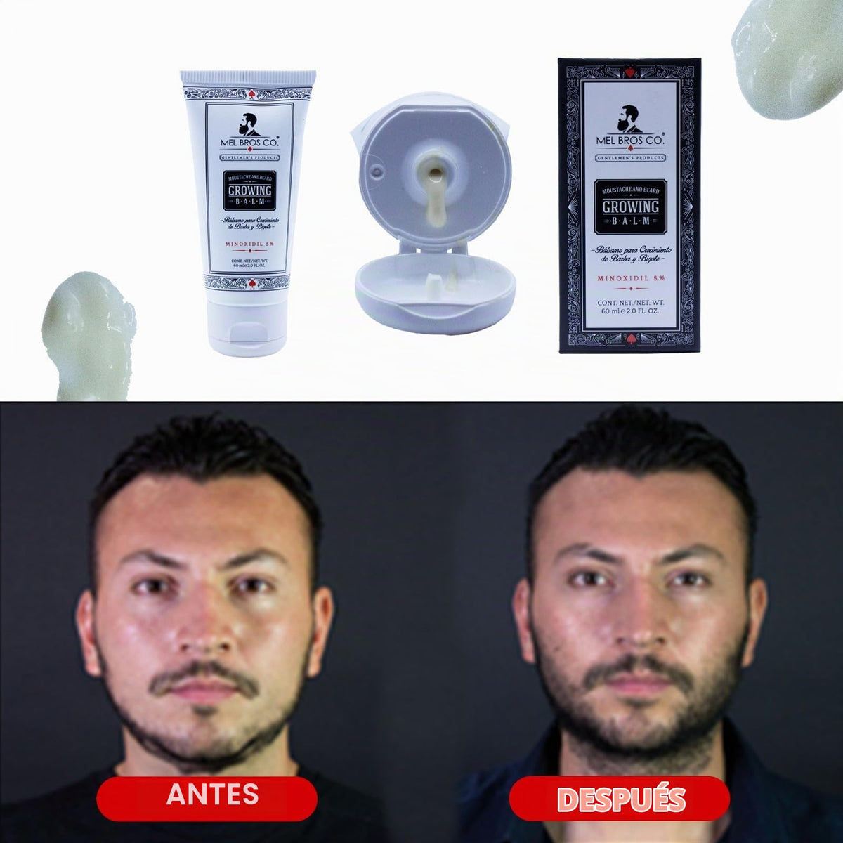 Bálsamo para Crecimiento de Barba y Bigote Mel Bros Co 2oz Biotina y Queratina