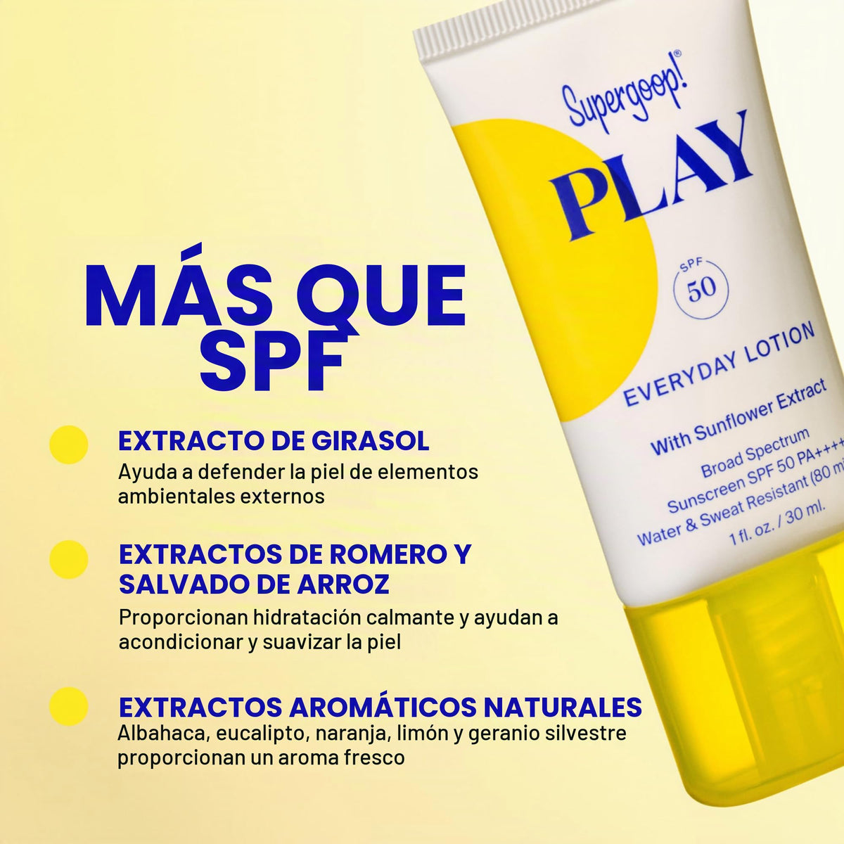 Protector Solar Loción Supergoop PLAY SPF 50 para Mujer