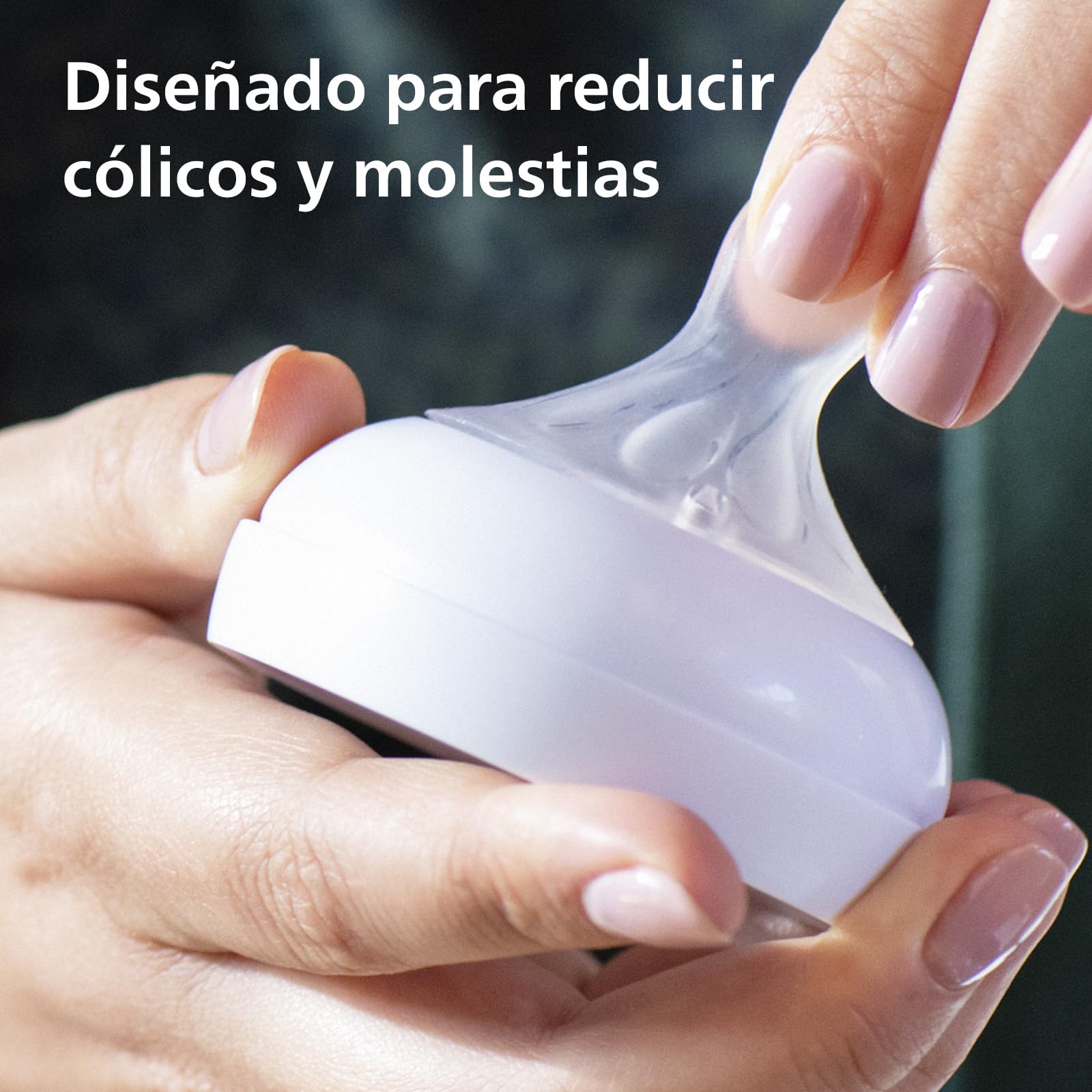 Biberón Natural Response Philips Avent Transparente con Válvula Anticólicos Flujo Lento 2, 4 oz, 2 Piezas