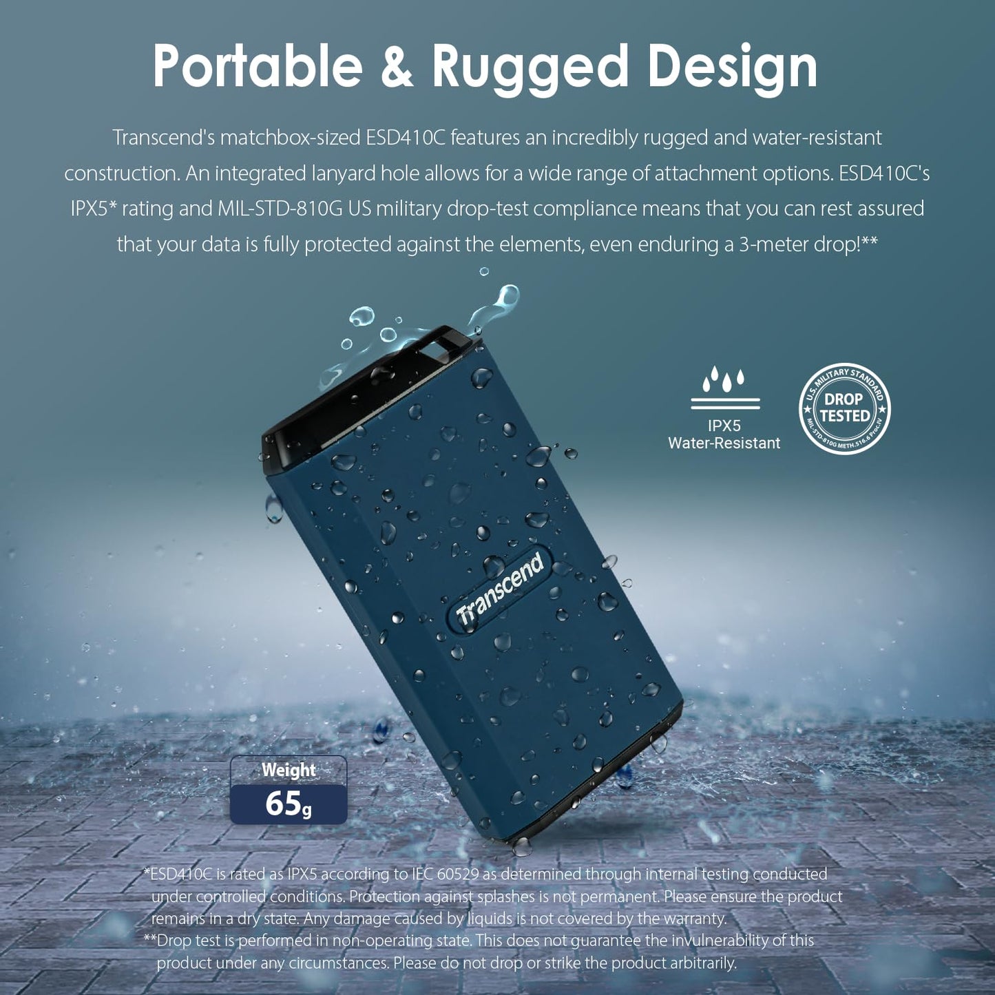SSD Externo Transcend 1 TB Negro, hasta 2000 MB/s, Compatible con Apple ProRes, IPX5 Resistente al Agua