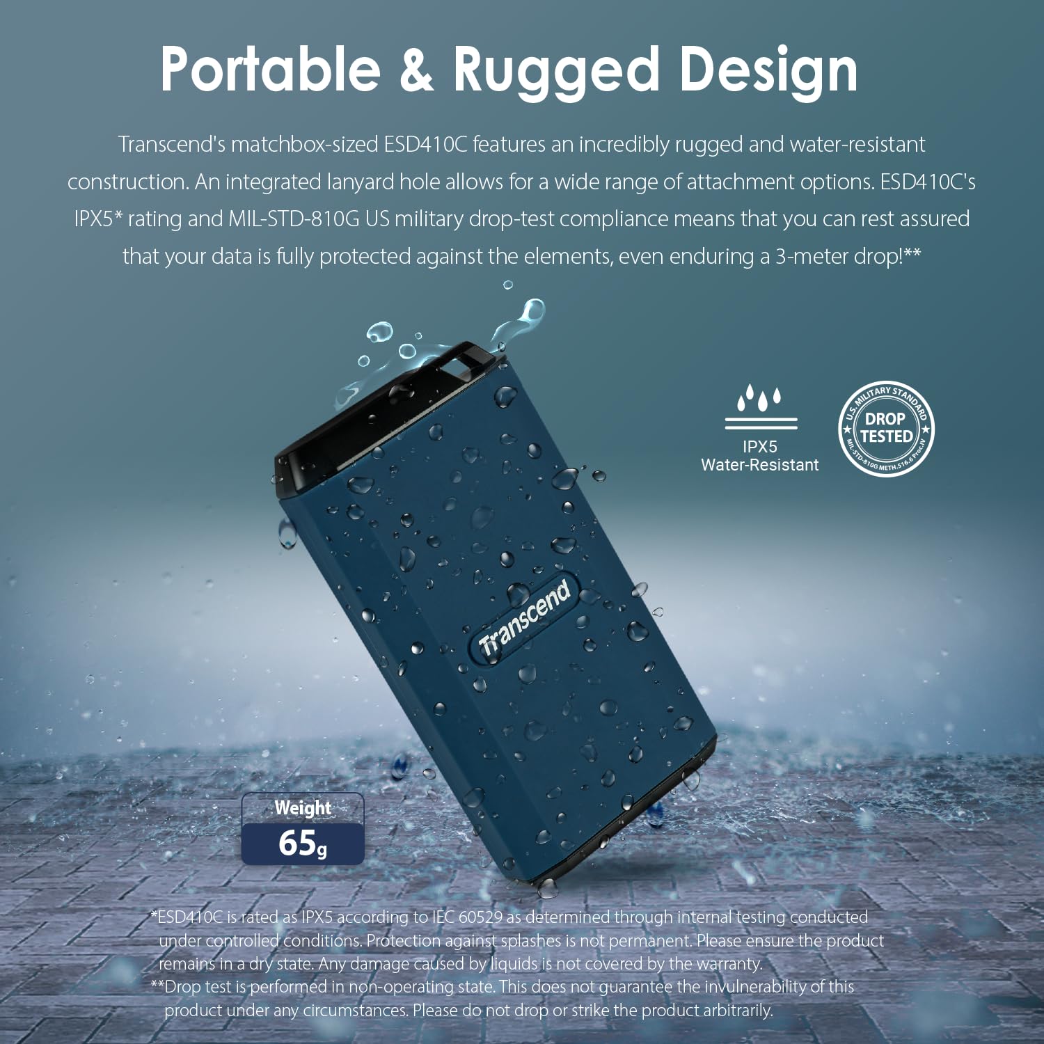 SSD Externo Transcend 1 TB Negro, hasta 2000 MB/s, Compatible con Apple ProRes, IPX5 Resistente al Agua