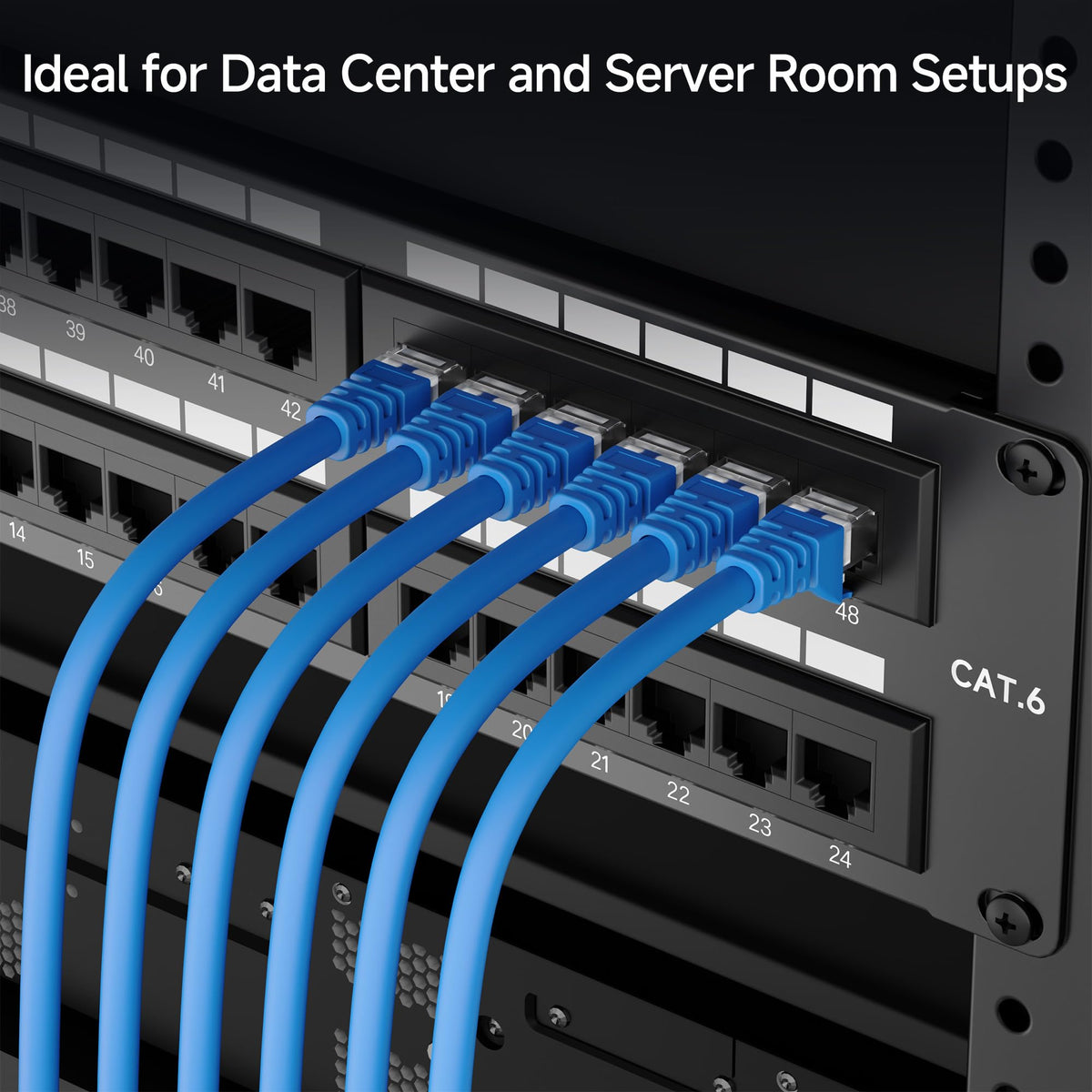 Panel de Conexión Cable Matters 48 Puertos Cat6 10Gbps con Barra de Soporte
