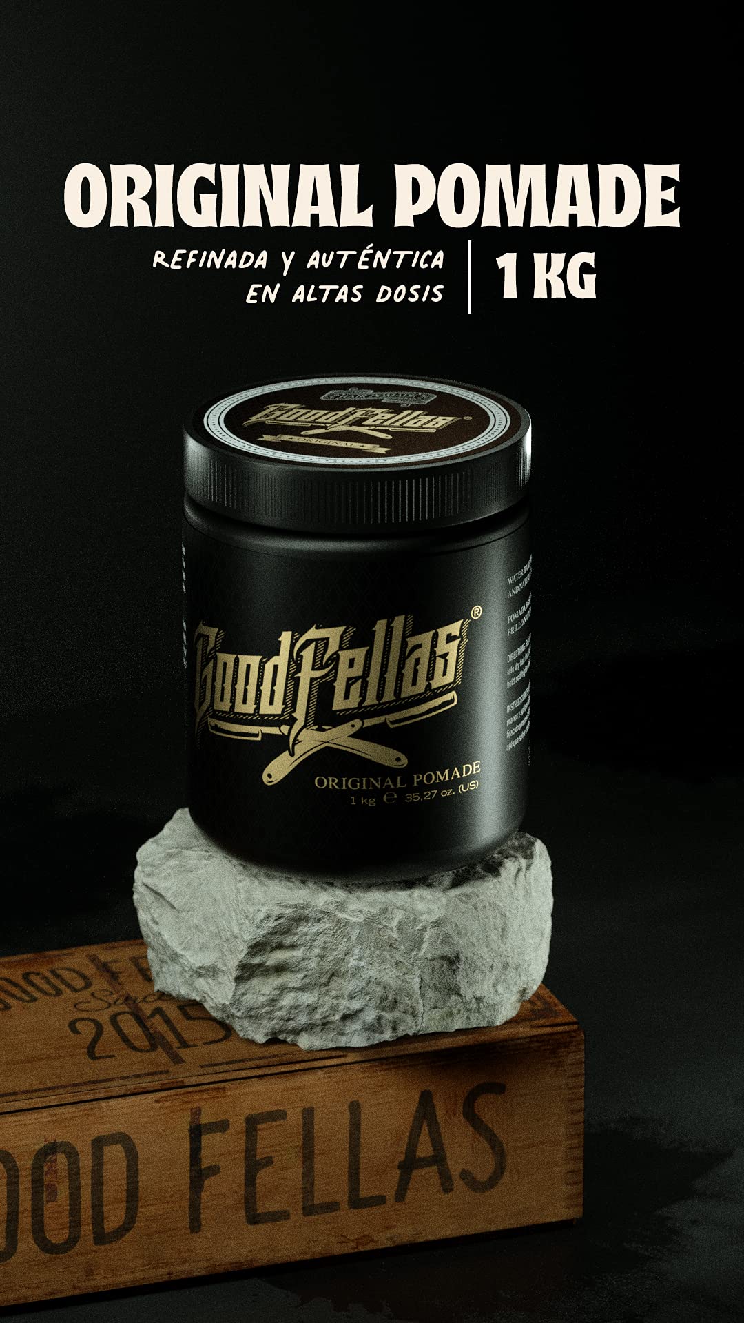 GoodFellas Pomada Original para Cabello de Fijación Media con Base de Agua 1kg Aroma Citrus