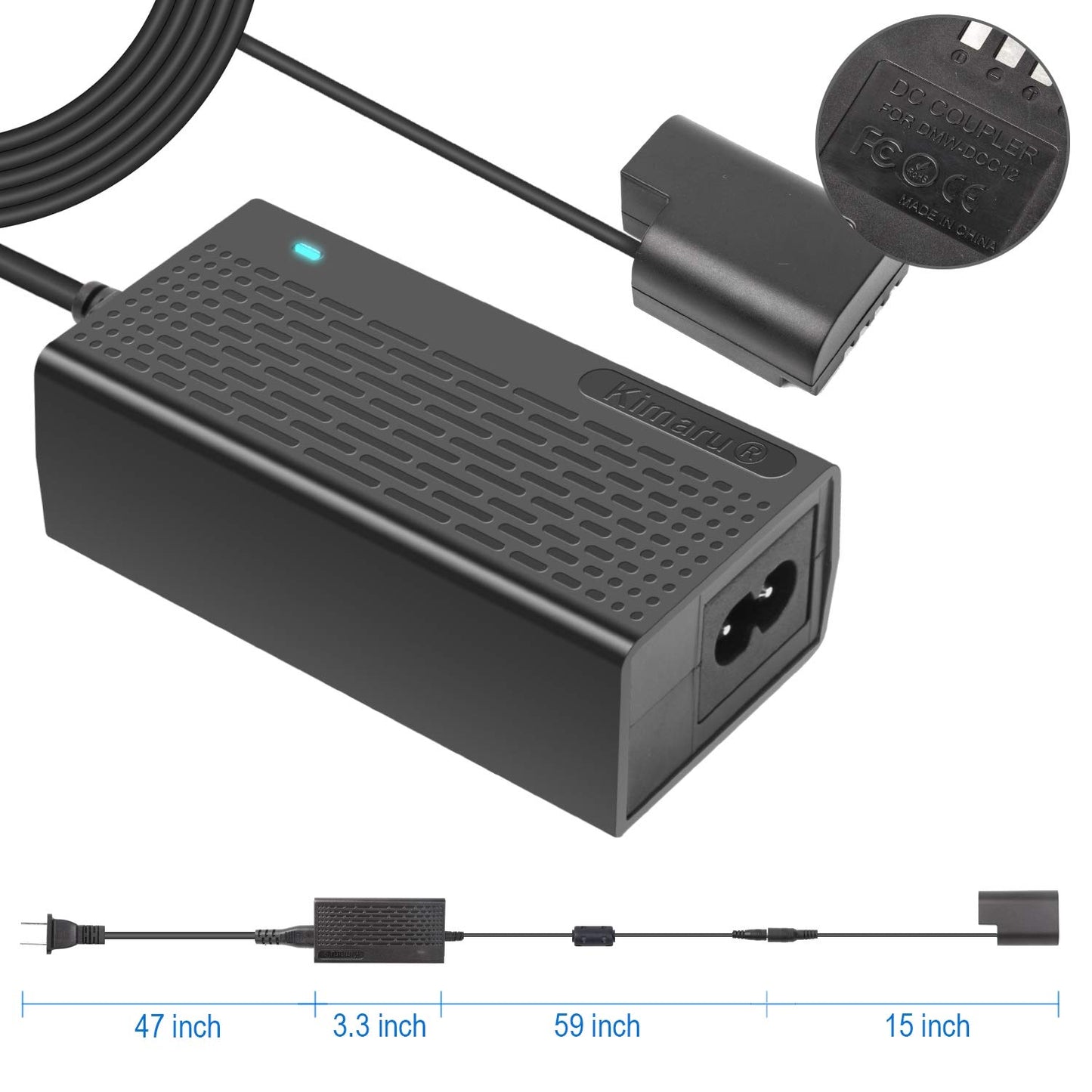Kimaru DMW-DCC12 DC Coupler DMW-AC10 Adaptador de alimentación de CA DMW-BLF19 Kit de batería simulada para cámaras DMC-GH3 GH4 GH3K GH4K GH3A GH3H GH4H DC-GH5 GH5S GH5M G9 G9L.