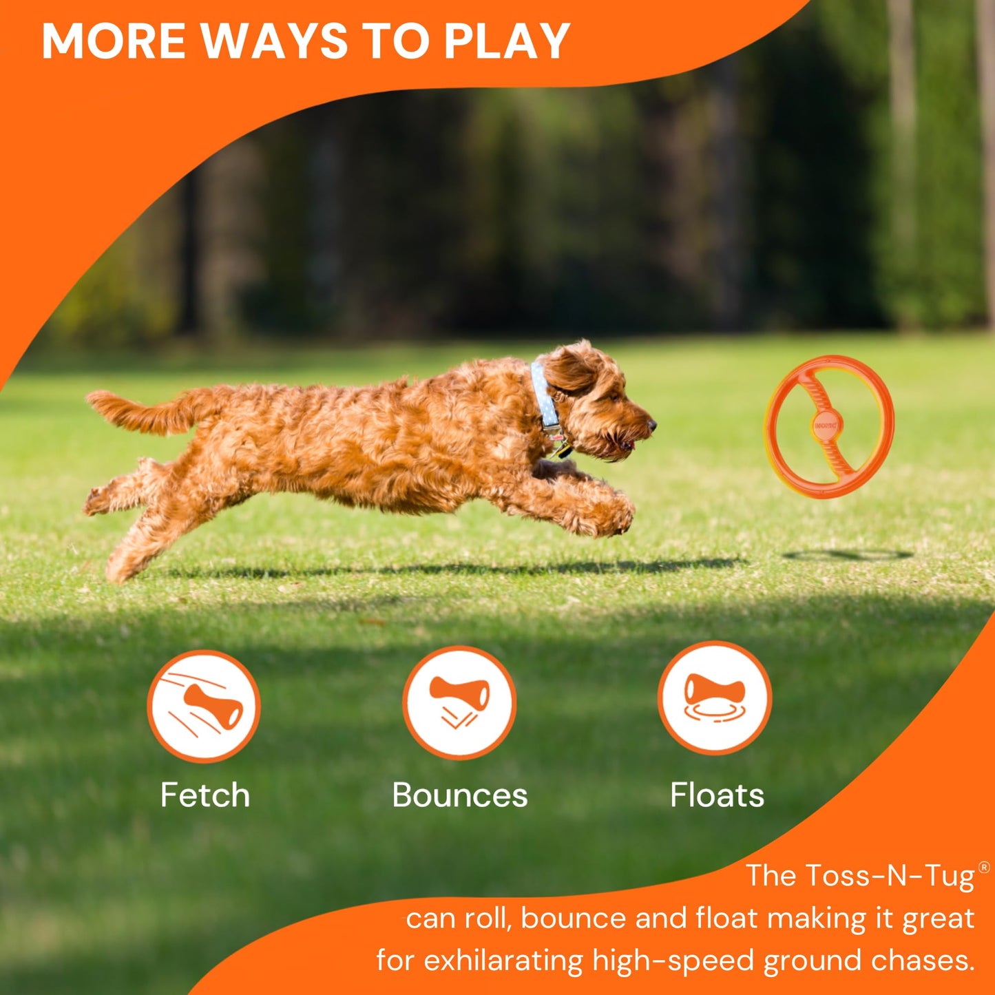 BIONIC Toss-N-Tug - Juguete para Perros de Alta Visibilidad, diseño Ligero para masticadores Ligeros