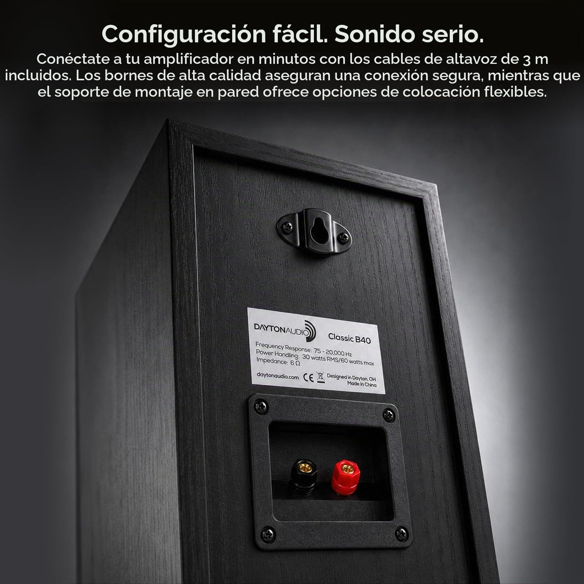 Altavoces de Estantería Dayton Audio Negro Woofer 4" y Tweeter 1" Pasivo 2 Vías 30W RMS para Música y TV