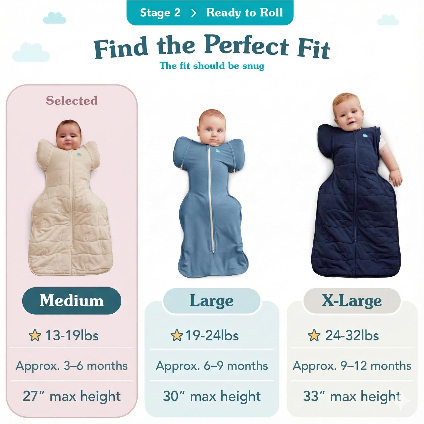 Love To Dream Swaddle UP, Saco para Dormir Bebe de Transición Ideal para el Sueño Cómodo - Saquitos para Dormir Bebe 5.9-8.6 Kg para Climas de 20°C - 24°C - Costal de Algodón Color Combinado