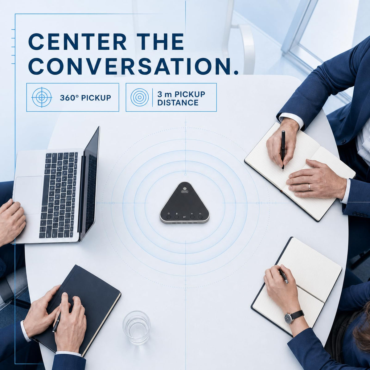 Altavoz para Conferencias AiooTisu Bluetooth 5.0 USB-C 360° Reducción de Ruido AI para Reuniones