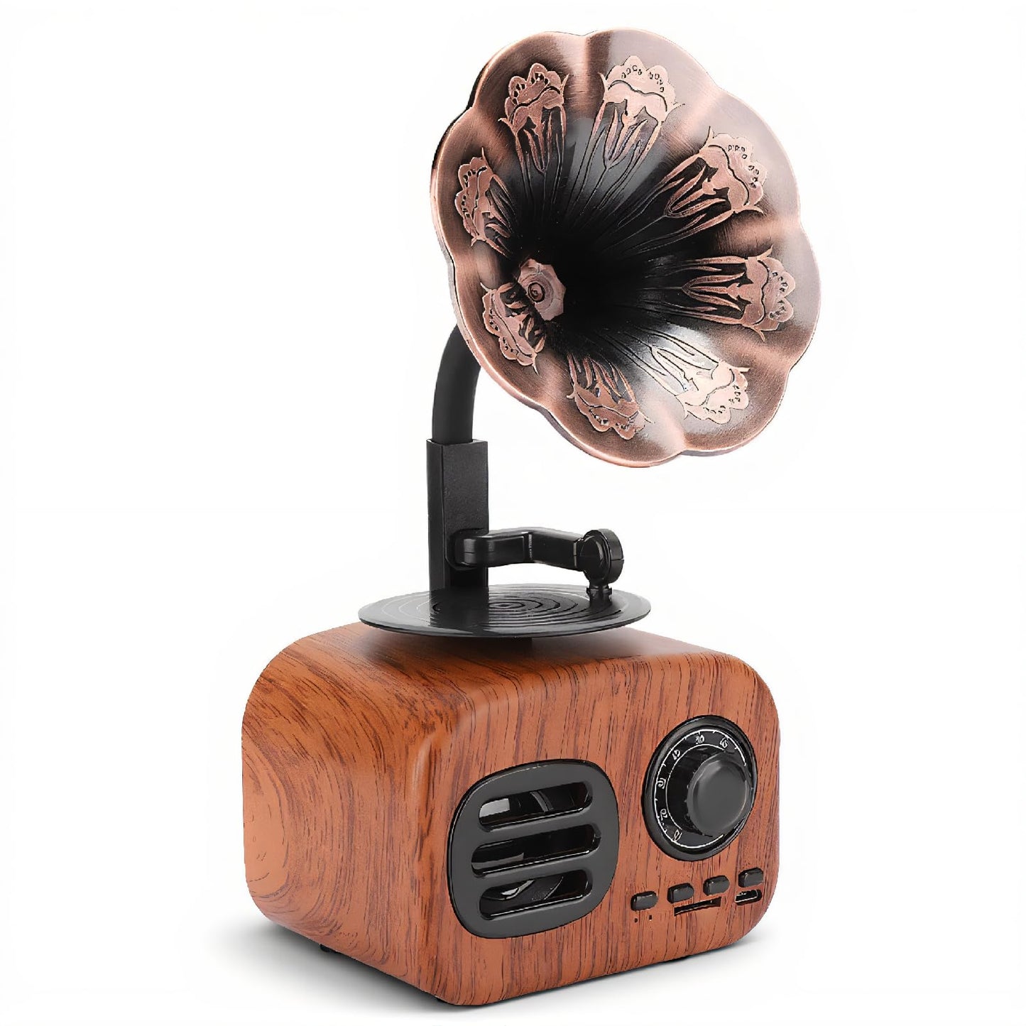 Yadoo Bocina Bluetooth, Tocadiscos de Vinilo de Escritorio, Reproductor de Música Inteligente con Altavoz, Fonógrafo Retro Gramófono Tocadiscos para Decoración, Reproducción Inalámbrica(#1)